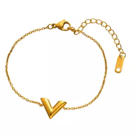Arany Színű Nemesacél V Betűs Karlánc