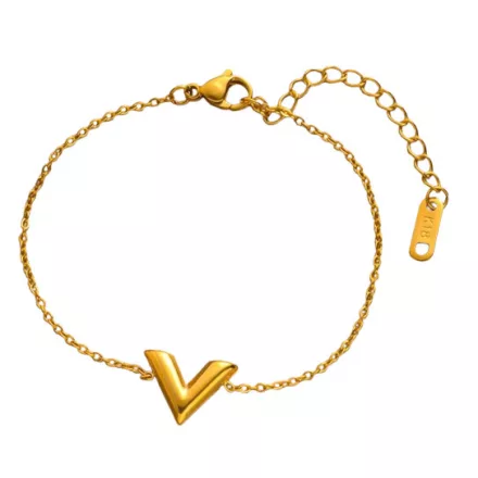 Arany Színű Nemesacél V Betűs Karlánc