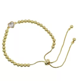   Arany Színű Cirkónia Strasszos Szív Csúszózáras Állítható Karlánc