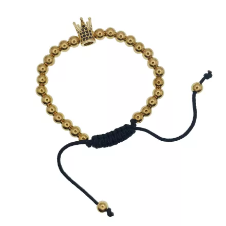 Arany Színű Nemesacél Cirkónia Strasszos Korona Csúszócsomós Állítható Karkötő