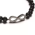 Fekete Színű Nemesacél Cirkónia Strasszos Végtelen Jel Csúszócsomós Állítható Karkötő