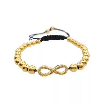 Arany Színű Nemesacél Cirkónia Strasszos Végtelen Jel Csúszócsomós Állítható Karkötő