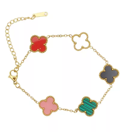 Arany Színű Színes Lóhere Karlánc