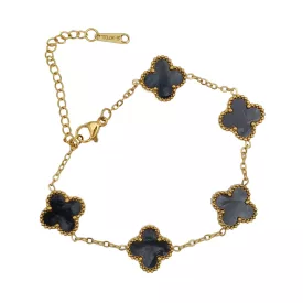 Arany Grafit Szürke Színű Gyöngyház Lóhere Karlánc