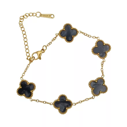 Arany Grafit Szürke Színű Gyöngyház Lóhere Karlánc