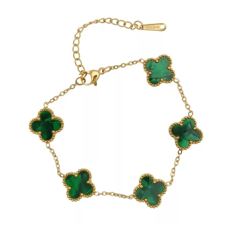 Arany Zöld Színű Gyöngyház Lóhere Karlánc