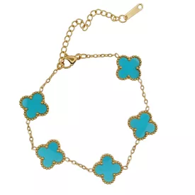 Arany Türkiz Színű Lóhere Karlánc