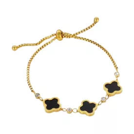 Arany Fekete Színű Csúszócsomós Lóhere Karlánc