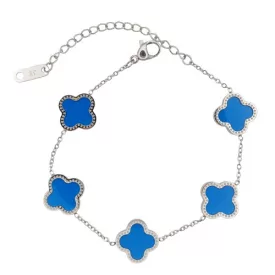 Ezüst Kék Színű Lóhere Karlánc