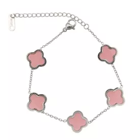 Ezüst Rózsaszín Színű Lóhere Karlánc