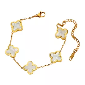 Arany Fehér Színű Gyöngyház Lóhere Karlánc