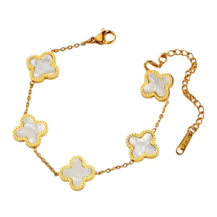 Arany Fehér Színű Gyöngyház Lóhere Karlánc