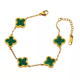 Arany Zöld Színű Gyöngyház Lóhere Karlánc