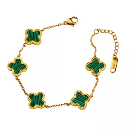 Arany Zöld Színű Gyöngyház Lóhere Karlánc