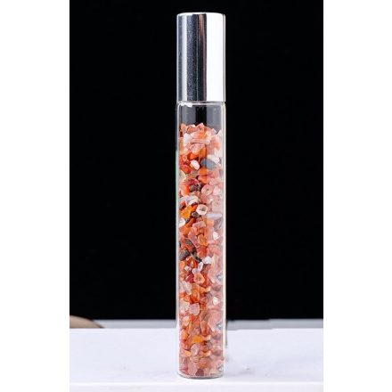 Vörös Karneol Achát Ásvány Golyós Roll-On Parfüm Illóolaj Üvegcse 10,7x15mm 10ml 