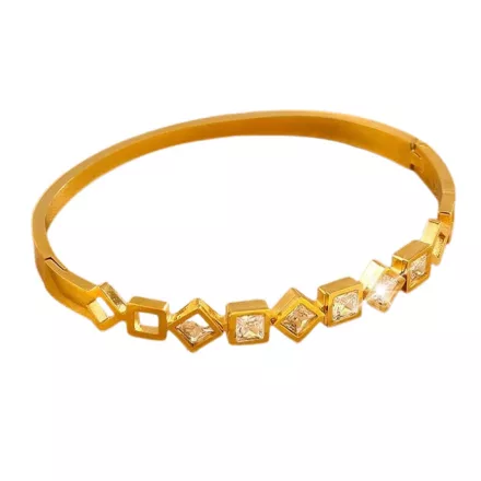 Arany Színű Nemesacél Cirkónia Strasszos Karkötő Karperec