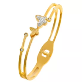   Arany Színű Nemesacél Lepke Pillangó Cirkónia Strasszos Karkötő Karperec