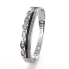 Ezüst Színű Nemesacél Strasszos Fekete Tűzzománc Karkötő Karperec