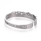 Ezüst Színű Nemesacél Strasszos Fekete Tűzzománc Karkötő Karperec