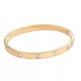   Arany Színű Nemesacél Cirkónia Strasszos Karkötő Karperec