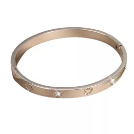   Ezüst Színű Nemesacél Cirkónia Strasszos Karkötő Karperec