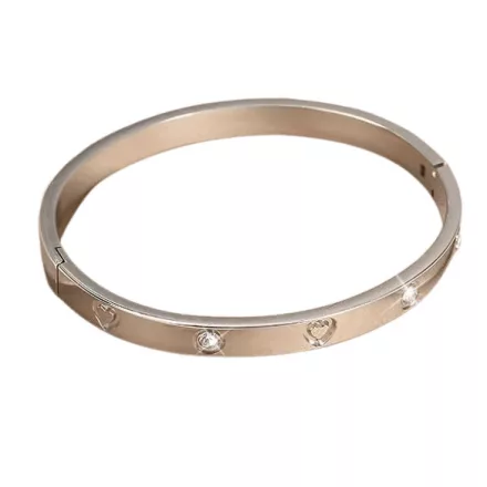 Ezüst Színű Nemesacél Cirkónia Strasszos Karkötő Karperec