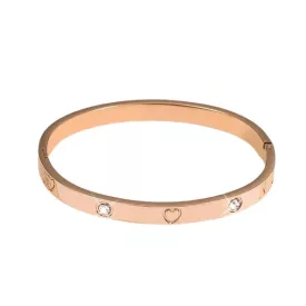   Rózsaarany Rose Gold Színű Nemesacél Cirkónia Strasszos Karkötő Karperec