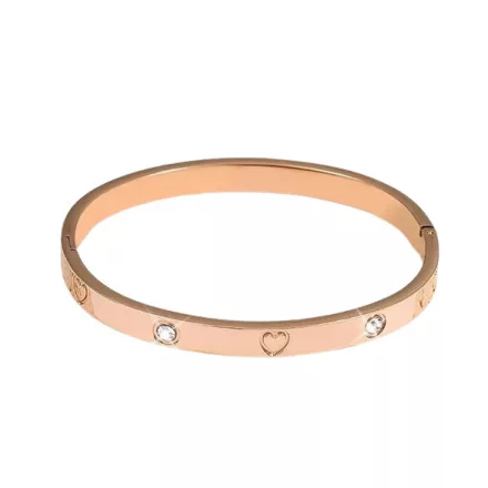 Rózsaarany Rose Gold Színű Nemesacél Cirkónia Strasszos Karkötő Karperec