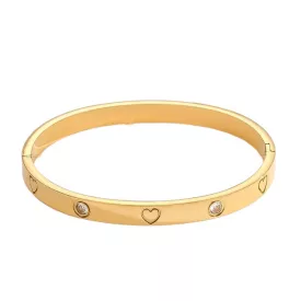   Arany Színű Nemesacél Cirkónia Strasszos Karkötő Karperec