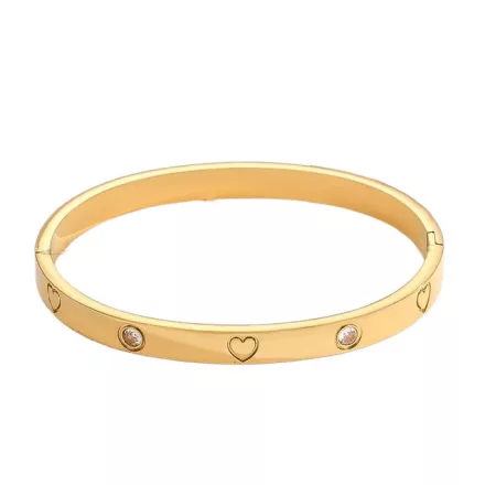 Arany Színű Nemesacél Cirkónia Strasszos Karkötő Karperec