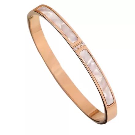 Rózsaarany Rose Gold Színű Nemesacél Cirkónia Strasszos Karkötő Karperec