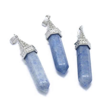 Kék Aventurin Ásvány Medál Ezüst Színű Akasztóval 61x14,5x12,5mm