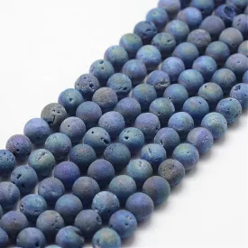 Kék Druzy Kvarc Ásványgyöngy 8mm
