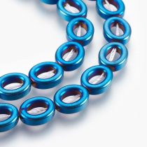 Kék Hematit Ovális Gyűrű Ásványgyöngy 10x8x3mm