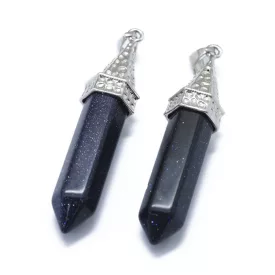   Kék Homokkő Medál Ezüst Színű Akasztóval 61x14,5x12,5mm