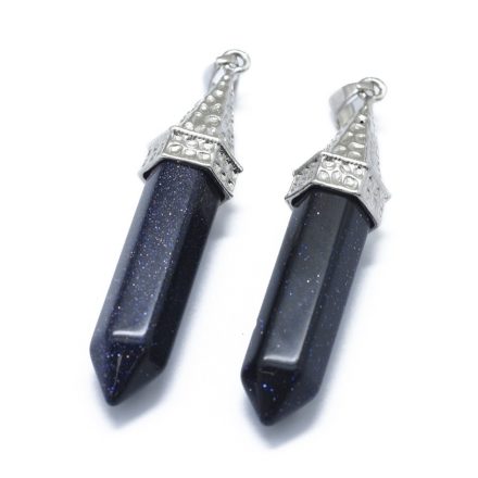 Kék Homokkő Medál Ezüst Színű Akasztóval 61x14,5x12,5mm