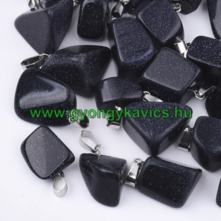 Kék Homokkő Medál Ezüst Színű Akasztóval 15-35x10-20x5-15mm