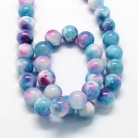 Kék Rózsaszín Fehér Jade Ásványgyöngy 10mm