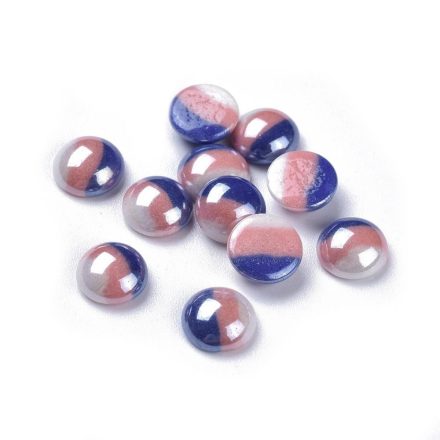 Kék Rózsaszín Fehér Üveg Kaboson 8mm