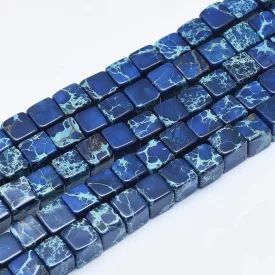 Kék Tengeri Jáspis Regalit Kocka Ásványgyöngy 4-5x4-5mm