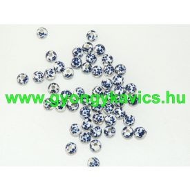 Kék Virágos Porcelán Gyöngy 6mm