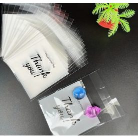   Köszönöm Thank You (30) Átlátszó Ragasztócsíkos Celofán Tasak 7x10cm