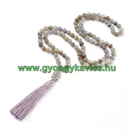   Labradorit Buddha Budha Bojtos (17) Ásvány Nyaklánc 6mm ~106 db Gyöngy 78-84cm