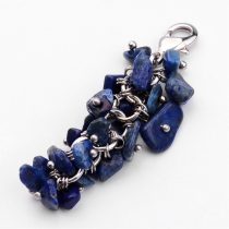   Ezüst Színű Lápisz Lazuli Lazurit Ásvány Szőlő Szőlőfürt Medál Kulcstartó 50x17mm