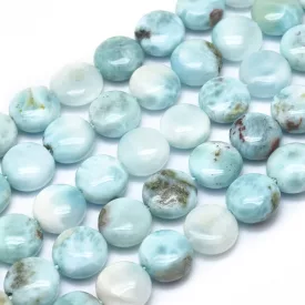   Larimar Larimár Lapos Korong Ásványgyöngy Gyöngyfüzér 10x5-6mm