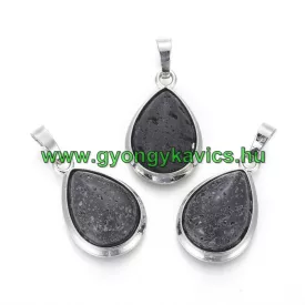 Lávakő Ásvány Medál Ezüst Keretben 26x16-17x8-10mm
