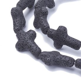 Lávakő Kereszt Ásványgyöngy 25-27x19-20x7-8mm