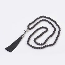   Lávakő (6) Ásvány Nyaklánc Mala Ajándék Zsákvászon Tasakban 8mm 108 db Gyöngy 107cm
