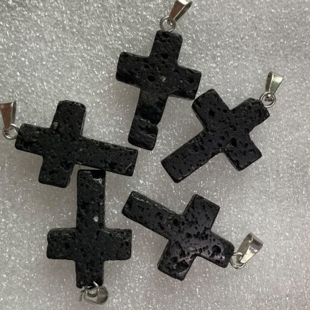Lávakő Ásvány Kereszt Medál 25x18mm
