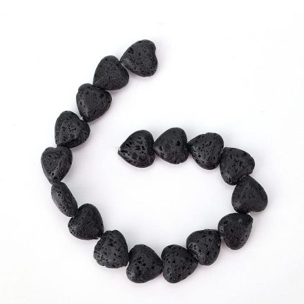 Lávakő Szív Ásványgyöngy 10x10x5mm